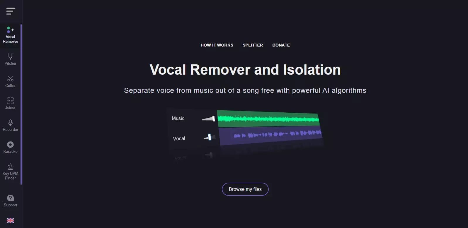 Интерфейс Vocal Remover